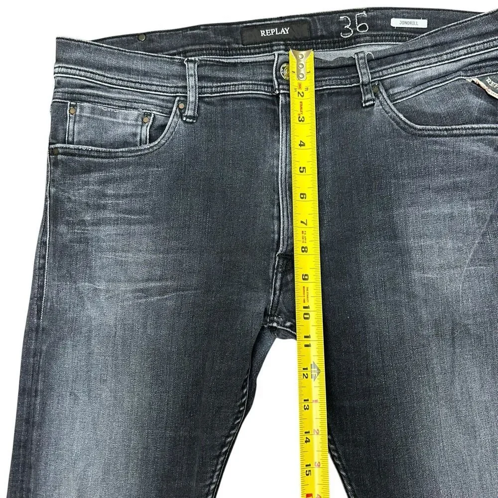 Replay Jeans‎ Men's W36 L33 JONDRILL Slim Stretch Black Denim Zip Fly